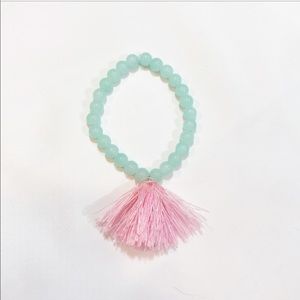 MINT GREEN & PINK TASSEL BRACELET